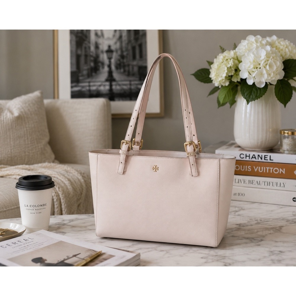 Tory Burch York Buckle Tote Blush Pink Saffiano Leather Work Laptop Bag